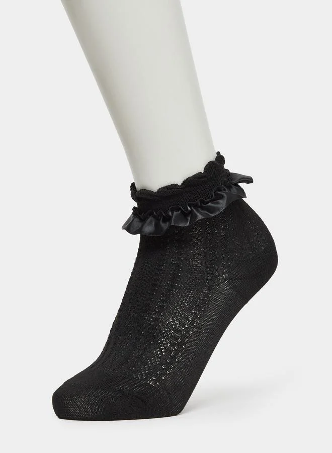 Styli Pack Of 3 - Girls Ruffled Ankle Socks